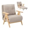 Armchair-Bed Restyl pakoworld rubberwood- fabric in cream shade 75x60x93cm