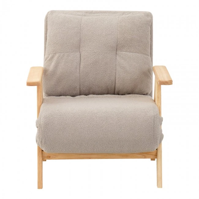 Armchair-Bed Restyl pakoworld rubberwood- fabric in cream shade 75x60x93cm