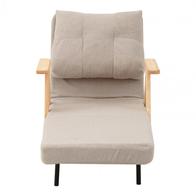 Armchair-Bed Restyl pakoworld rubberwood- fabric in cream shade 75x60x93cm