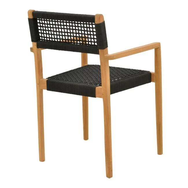 Armchair Lengan pakoworld teak wood frame in natural shade-black rope 54x52x80cm
