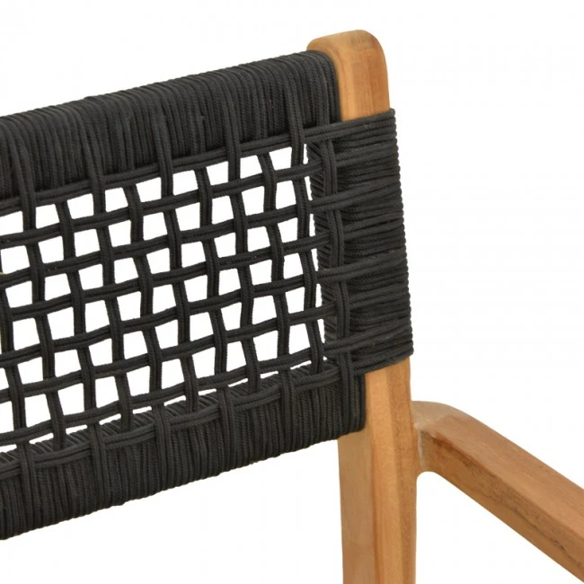 Armchair Lengan pakoworld teak wood frame in natural shade-black rope 54x52x80cm