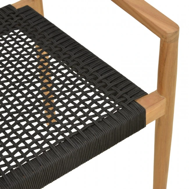 Armchair Lengan pakoworld teak wood frame in natural shade-black rope 54x52x80cm