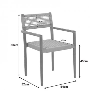Armchair Lengan pakoworld teak wood frame in natural shade-beige rope 54x52x80cm