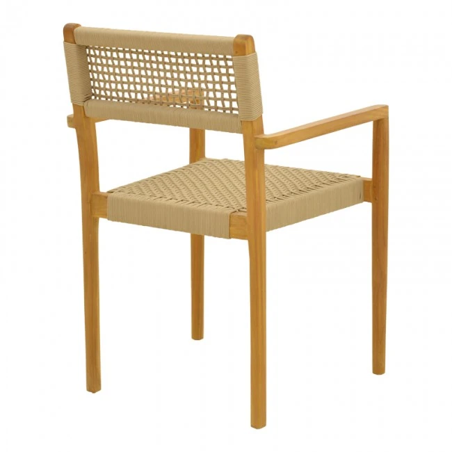 Armchair Lengan pakoworld teak wood frame in natural shade-beige rope 54x52x80cm