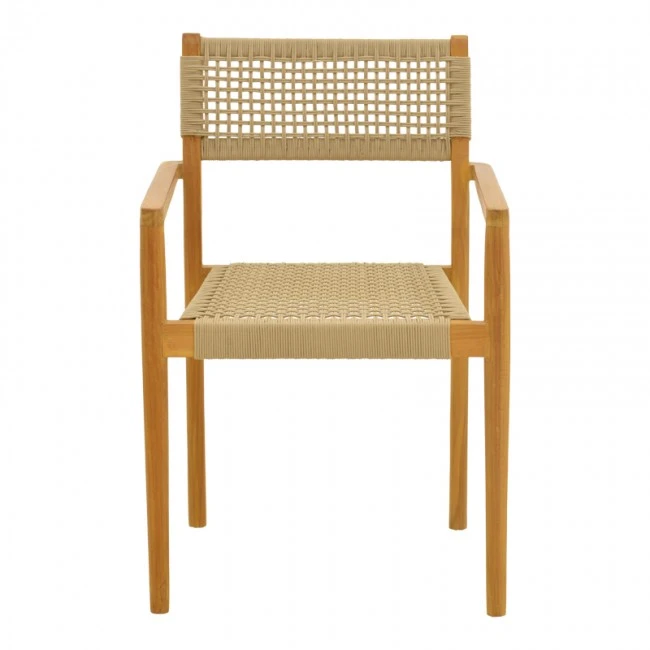 Armchair Lengan pakoworld teak wood frame in natural shade-beige rope 54x52x80cm
