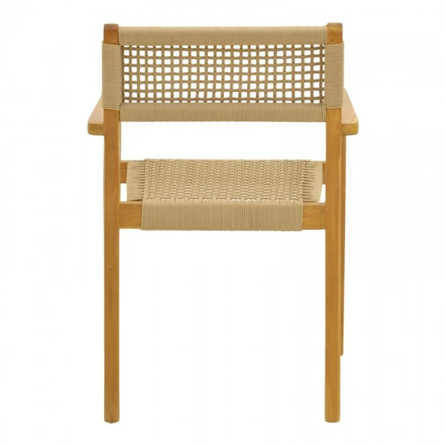 Armchair Lengan pakoworld teak wood frame in natural shade-beige rope 54x52x80cm