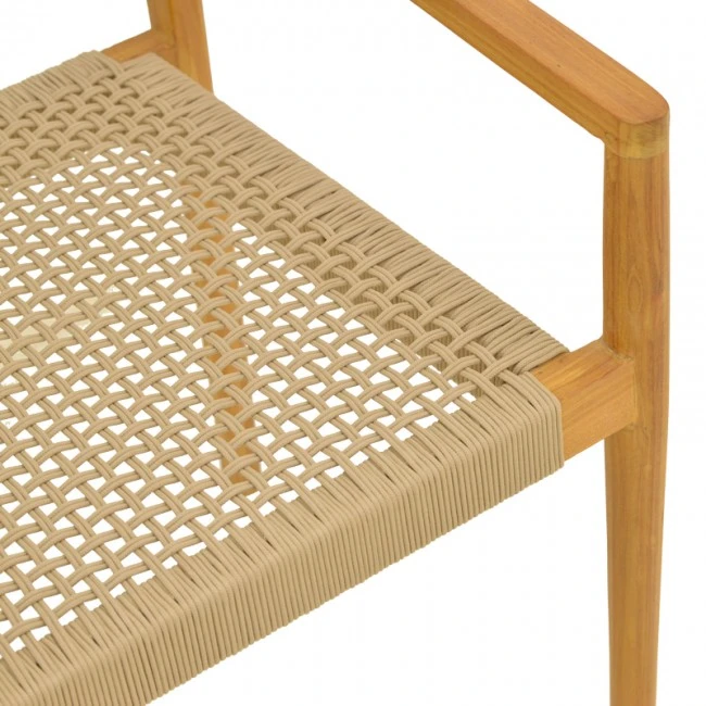 Armchair Lengan pakoworld teak wood frame in natural shade-beige rope 54x52x80cm