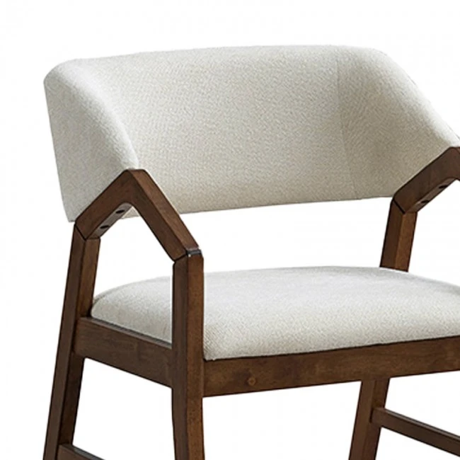 Armchair Livia pakoworld rubberwood in walnut-ecru shade 47.5x54.5x78cm