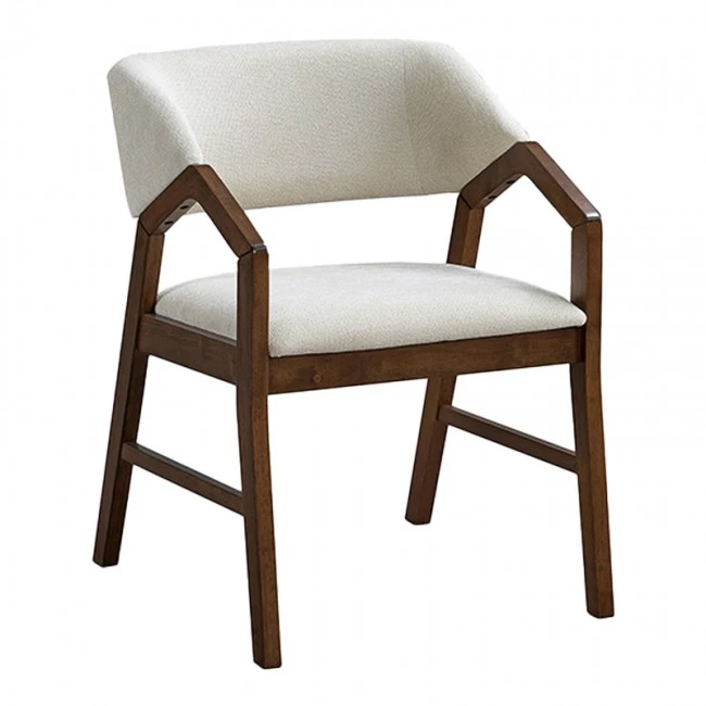 Armchair Livia pakoworld rubberwood in walnut-ecru shade 47.5x54.5x78cm