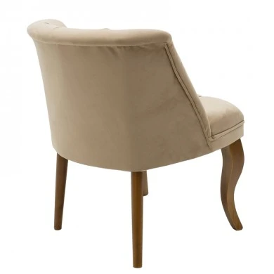 Armchair Loreta pakoworld velvet beige with walnut legs 55x57x78cm