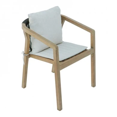 Armchair Malibu II pakoworld acacia wood-fabric in natural-beige color 58x63x74cm