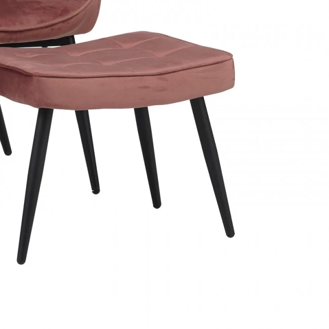 Armchair with footstool Dorita pakoworld velvet rotten apple-leg black metal 68.5x76x103cm
