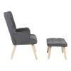 Armchair with footstool Melisia pakoworld fabric dark grey-natural color wooden leg 59x67x94cm