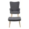 Armchair with footstool Melisia pakoworld fabric dark grey-natural color wooden leg 59x67x94cm