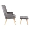 Armchair with footstool Melisia pakoworld velvet grey-natural color wooden leg 59x67x94cm