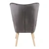 Armchair with footstool Melisia pakoworld velvet grey-natural color wooden leg 59x67x94cm