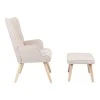 Armchair with footstool Melisia pakoworld fabric beige-natural color wooden leg 59x67x94cm