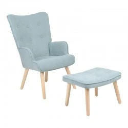 Armchair with footstool Melisia pakoworld mint green fabric -natural color wooden leg 59x67x94cm Armchair with footstool Melisia pakoworld mint green fabric -natural color wooden leg 59x67x94cm