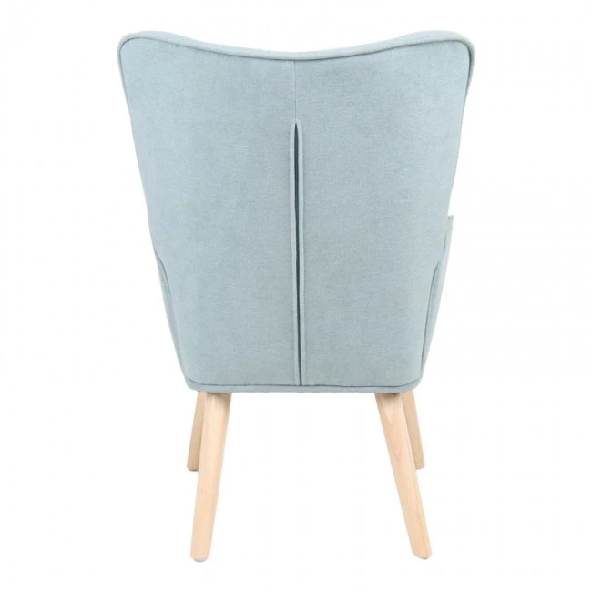 Armchair with footstool Melisia pakoworld mint green fabric -natural color wooden leg 59x67x94cm