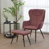 Armchair with footstool Rueda pakoworld velvet in rotten apple shade with black metal legs 71.5x66.5x99cm