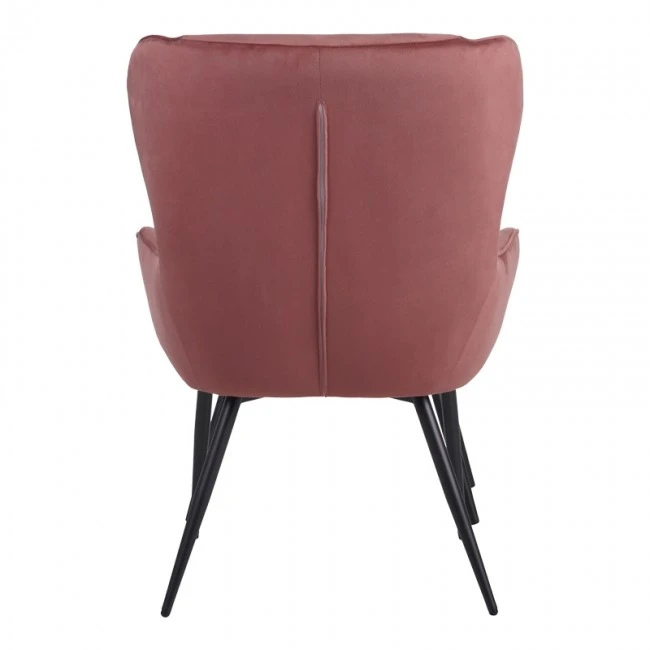 Armchair with footstool Rueda pakoworld velvet in rotten apple shade with black metal legs 71.5x66.5x99cm