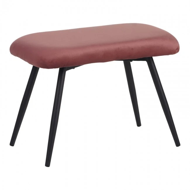 Armchair with footstool Rueda pakoworld velvet in rotten apple shade with black metal legs 71.5x66.5x99cm