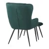 Armchair with footstool Rueda pakoworld velvet in dark green shade with black metal legs 71.5x66.5x99cm