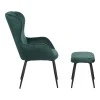 Armchair with footstool Rueda pakoworld velvet in dark green shade with black metal legs 71.5x66.5x99cm