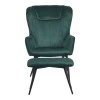 Armchair with footstool Rueda pakoworld velvet in dark green shade with black metal legs 71.5x66.5x99cm
