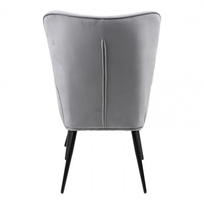 Armchair with footstool Siella pakoworld grey velvet-black metal leg 59x67x94cm