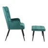 Armchair with footstool Siella pakoworld dark green velvet-black metal leg 59x67x94cm