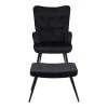 Armchair with footstool Siella pakoworld black velvet-black metal leg 59x67x94cm