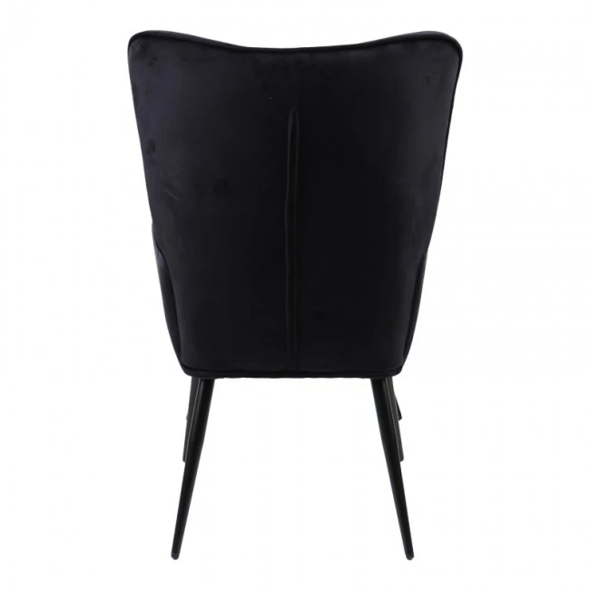 Armchair with footstool Siella pakoworld black velvet-black metal leg 59x67x94cm