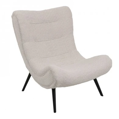 Silla pakoworld boucle fabric armchair with footstool in beige color 97x80x100cm