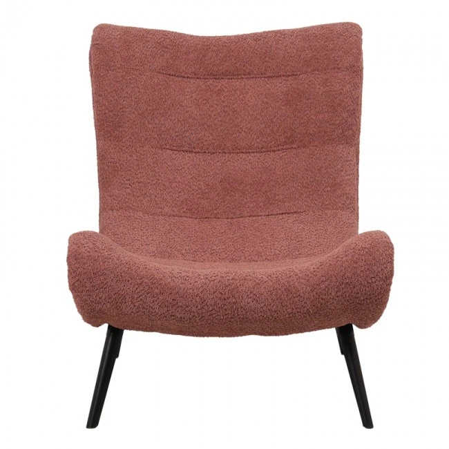 Silla pakoworld boucle fabric armchair with footstool in rotten apple color 97x80x100cm