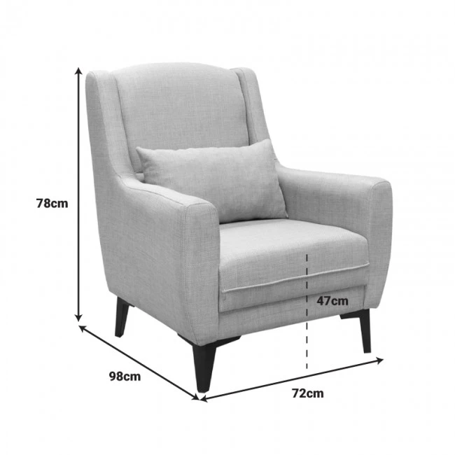 Medea armchair pakoworld fabric in anthracite shade 82x84x100cm