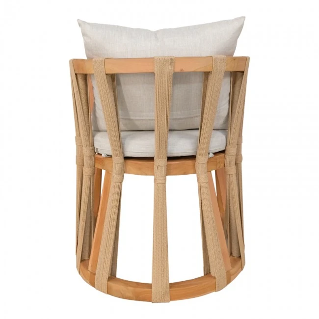 Armchair Morani pakoworld teak wood skeleton and fabric in natural shade 61x66x75cm