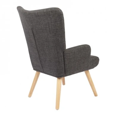 Armchair Gerlina pakoworld dark grey fabric and legs in natural color 71x64x94cm