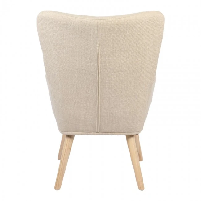 Πολυθρόνα-μπερζέρα Gerlina pakoworld κρεμ ύφασμα με πόδι σε φυσική απόχρωση 71x64x94εκ