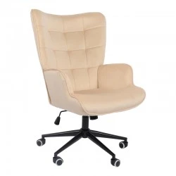 Lobima pakoworld executive office chair, cream velvet, swivel, 68x71x105-112cm Lobima pakoworld executive office chair, cream velvet, swivel, 68x71x105-112cm