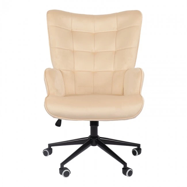 Lobima pakoworld executive office chair, cream velvet, swivel, 68x71x105-112cm