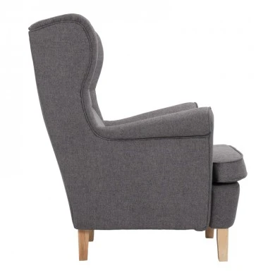Armchair - bergère Malei pakoworld grey fabric-wooden legs 85x93x100cm