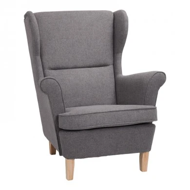Armchair - bergère Malei pakoworld grey fabric-wooden legs 85x93x100cm