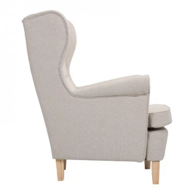 Armchair - bergère Malei pakoworld cream fabric-wooden legs 85x93x100cm