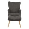 Armchair with footstool Gerlina pakoworld dark grey fabric and legs in natural color 71x64x94cm
