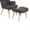 Armchair with footstool Gerlina pakoworld dark grey fabric and legs in natural color 71x64x94cm