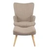 Armchair with footstool Gerlina pakoworld grey-beige fabric and legs in natural color 71x64x94cm
