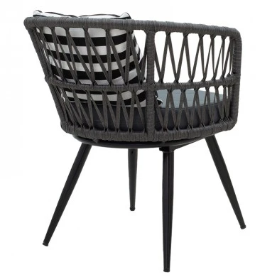 Naoki pakoworld armchair metal black-pe gray-cushion black/white