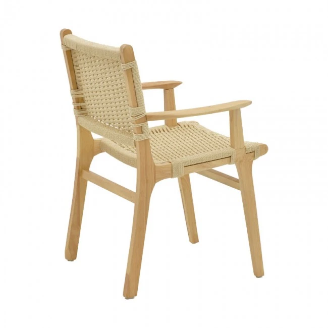 Arm chair Olivier pakoworld natural beech wood natural rope 62x60x85cm