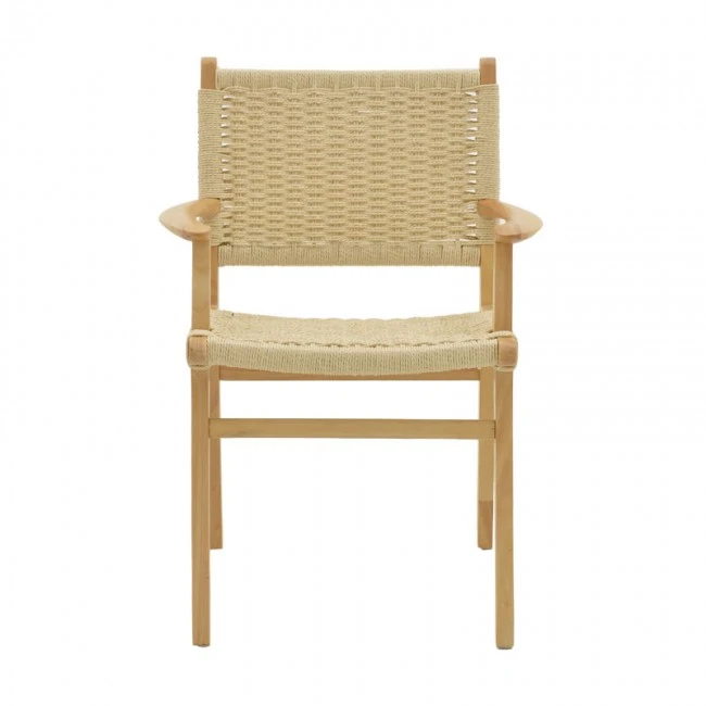 Arm chair Olivier pakoworld natural beech wood natural rope 62x60x85cm